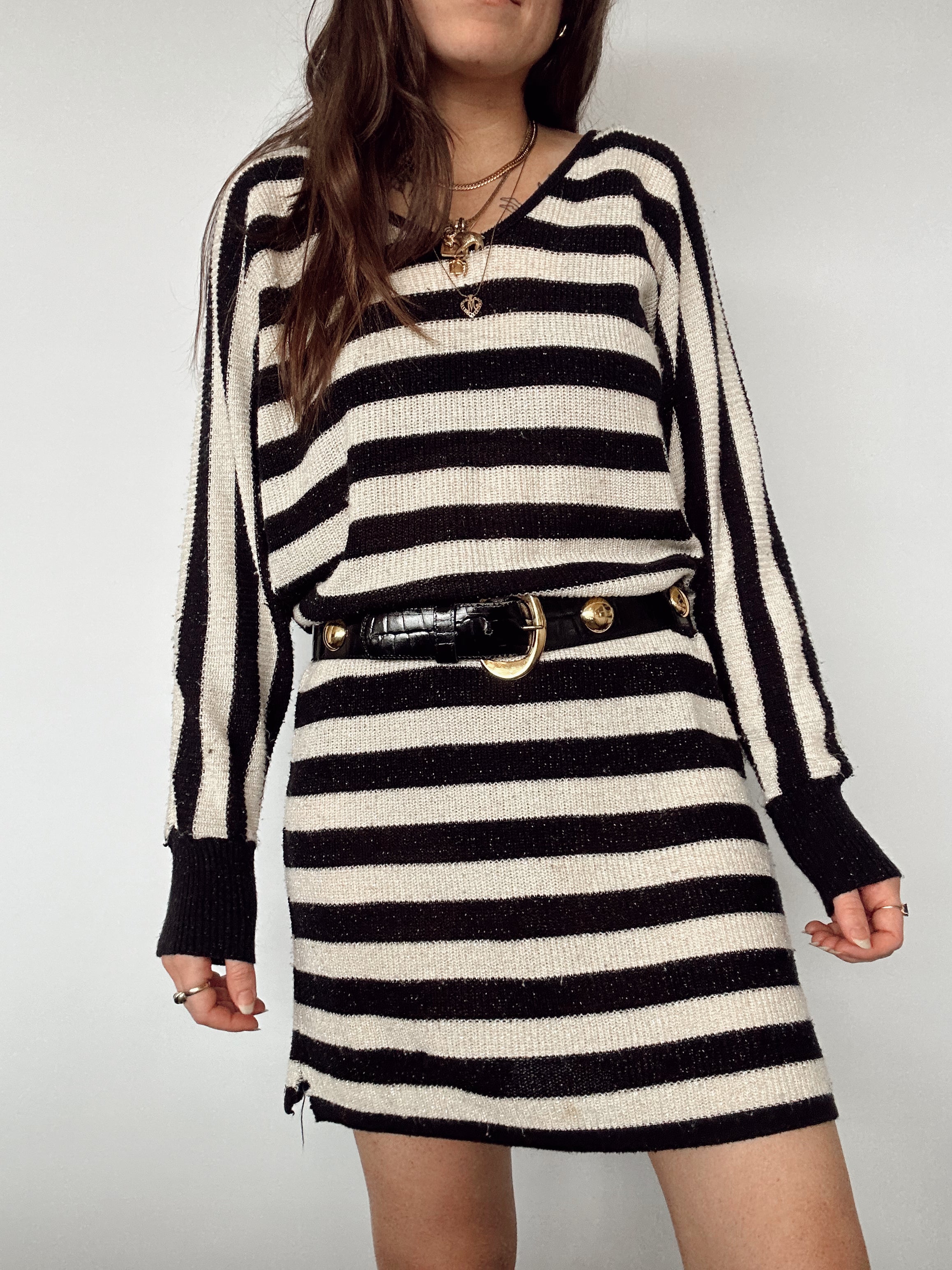 Metallic Stripped Knit Dress – Thread Lightly Vintage