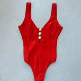 90's Red One-Piece Swim