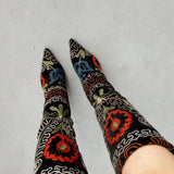 Vintage Velvet Embroidered Boots