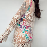 Long Sleeve Crochet Floral Tunic