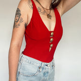90's Red One-Piece Swim