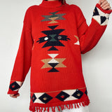 Vintage Red Fringe Sweater