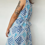 Vintage Blue Floral Paisley Mini Dress
