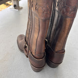 Back of Frye cowboy boots with harness